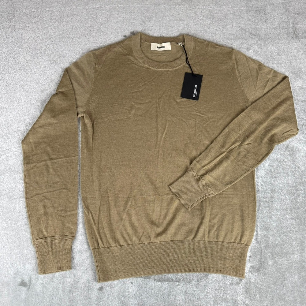 Buck Mason California Cashmere Sweater Mens Small Golden Khaki $228 NWT Defect